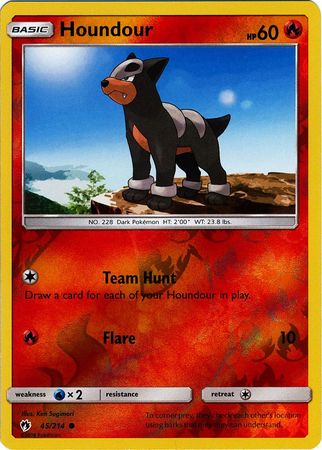 Houndour 45/214 Common Reverse Holo Foil - Pokemon Card - SM - Lost Thunder