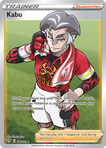 Kabu 186/189 Full Art Ultra Rare - Pokemon Card - SWSH - Darkness Ablaze