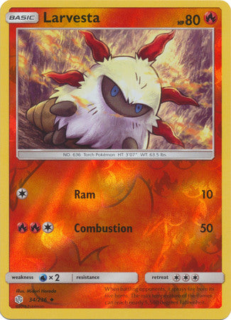 Larvesta 34/236 Uncommon Reverse Holo Foil - Pokemon Card - SM - Cosmic Eclipse