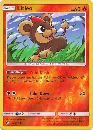 Litleo 50/214 Common Reverse Holo Foil - Pokemon Card - SM - Lost Thunder