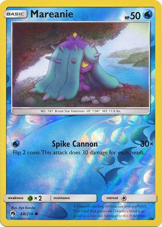 Mareanie 68/214 Common Reverse Holo Foil - Pokemon Card - SM - Lost Thunder