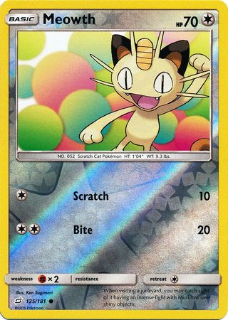 Meowth 125/181 Common Reverse Holo Foil - Pokemon Card - SM - Team Up