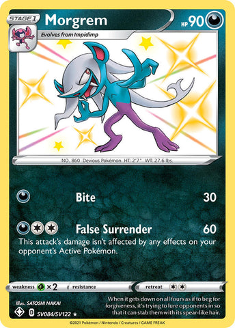 Pokemon Card Morgrem SV084/SV122 Shiny Holo Rare Shining Fates SWSH