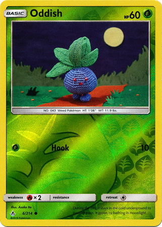 Oddish 6/214 Common Reverse Holo Foil - Pokemon Card - SM - Unbroken Bonds