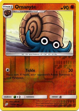 Omanyte 75/181 Uncommon Reverse Holo Foil - Pokemon Card - SM - Team Up