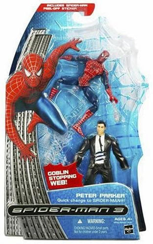 Peter Parker Quick Change to Spider-Man Goblin stopping Web Spider-Man 3 Action Figure Slightly Damaged Package