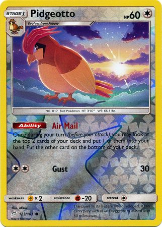 Pidgeotto 123/181 Common Reverse Holo Foil - Pokemon Card - SM - Team Up