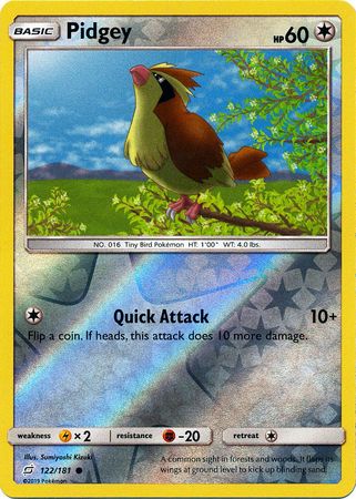 Pidgey 122/181 Common Reverse Holo Foil - Pokemon Card - SM - Team Up
