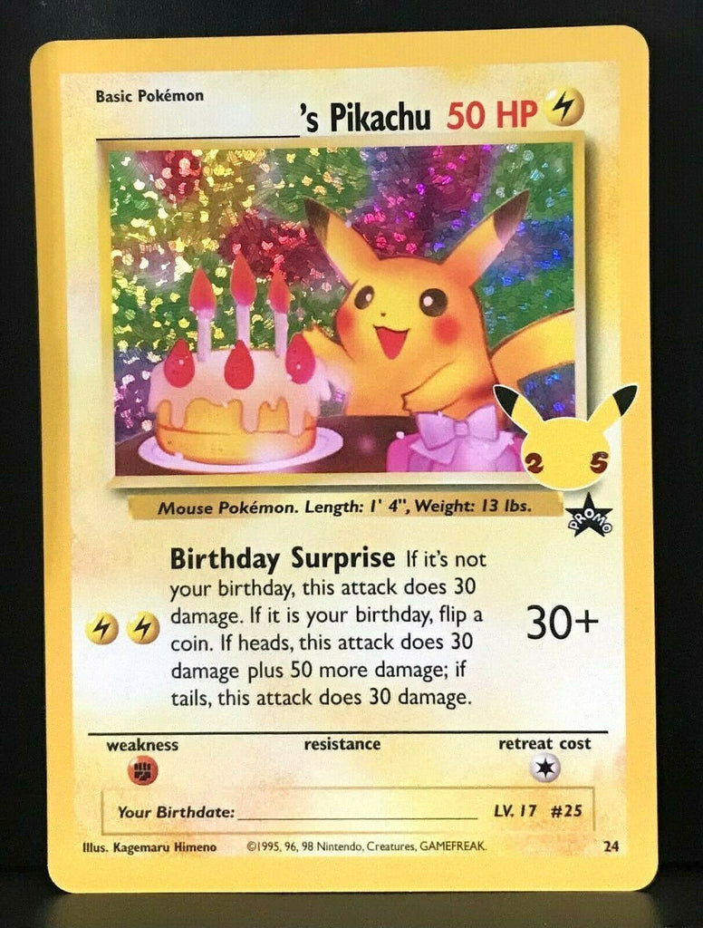 Pokemon Card Birthday Pikachu 24 Holo Rare Celebrations 25th Anniversa TOYSUCKER Pokemon Card Birthday Pikachu 24 Holo Rare Celebrations 25th Anniversa TOYSUCKER