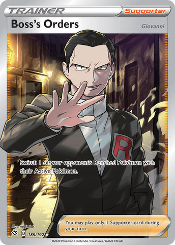 Pokemon Card Boss's Orders 189/192 Full Art Ultra Rare Rebel Clash SWSH - Pokemon Card