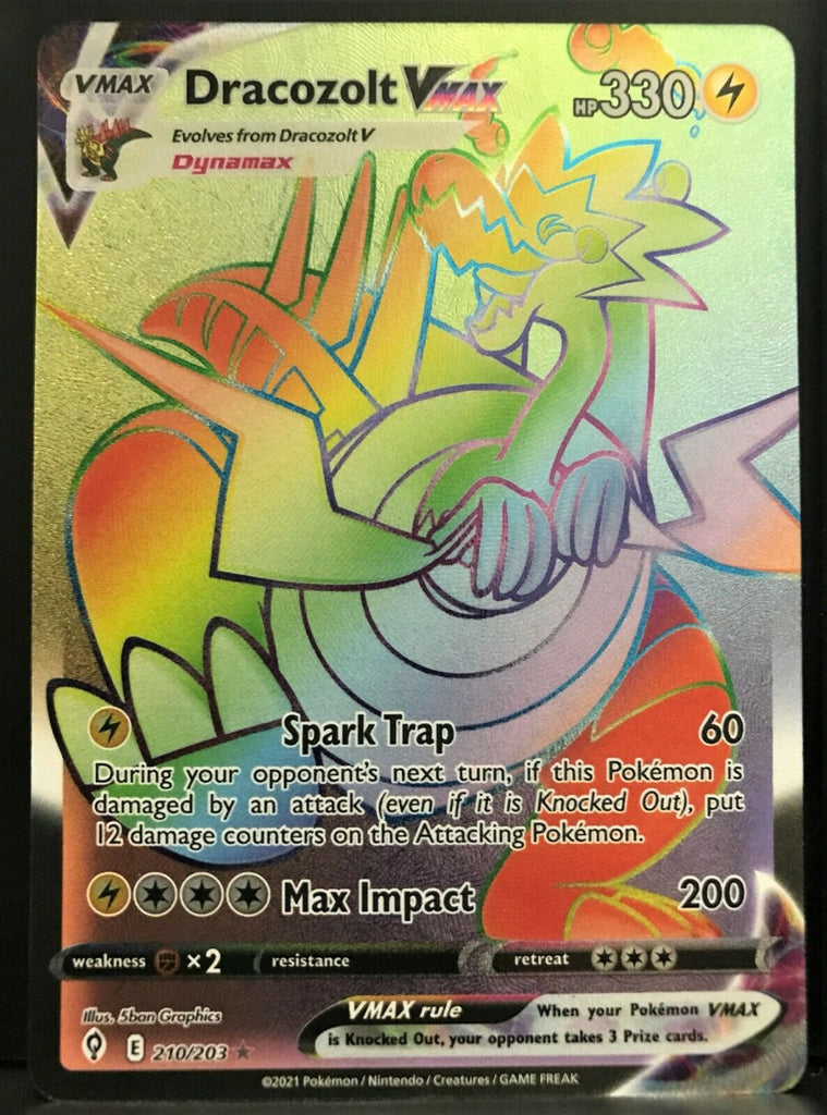 Pokemon Card Dracozolt VMAX 210/203 Rainbow Hyper Rare Evolving Skies TOYSUCKER Pokemon Card Dracozolt VMAX 210/203 Rainbow Hyper Rare Evolving Skies TOYSUCKER
