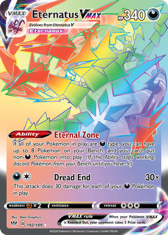 Pokemon Card Eternatus VMAX 192/189 Rainbow Hyper Rare Darkness Ablaze SWSH - Pokemon Card