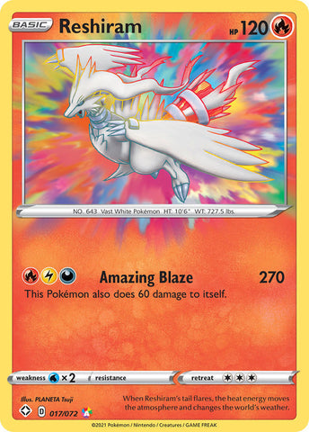 Pokemon Card Reshiram 017/072 Amazing Rare Shining Fates SWSH