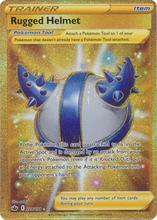 Pokemon Card Rugged Helmet 228/198 Gold Secret Rare Chilling Reign SWSH