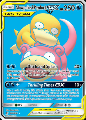 Pokemon Card Slowpoke Psyduck GX 217/236 Full Art Ultra Rare Unified Minds SWSH - Pokemon Card