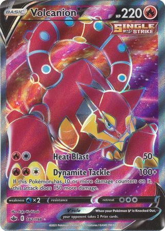 Pokemon Card Volcanion V 162/198 Full Art Ultra Rare Chilling Reign SWSH