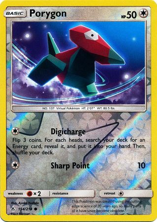 Porygon 154/214 Common Reverse Holo Foil - Pokemon Card - SM - Unbroken Bonds