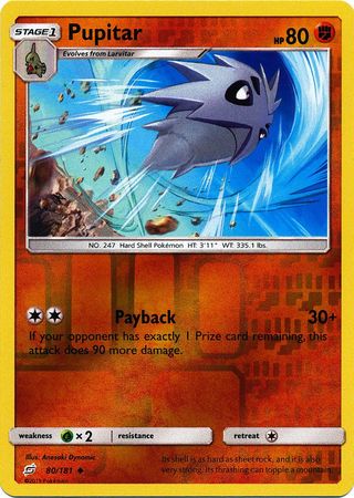Pupitar 80/181 Uncommon Reverse Holo Foil - Pokemon Card - SM - Team Up