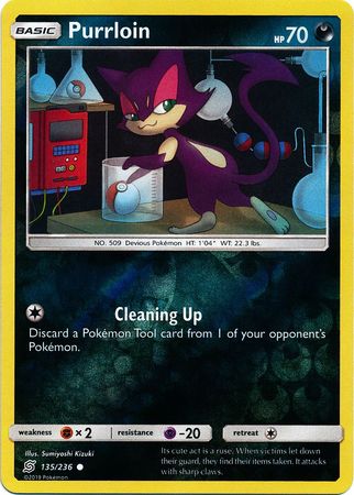 Purrloin 135/236 Common Reverse Holo Foil - Pokemon Card - SM - Unified Minds