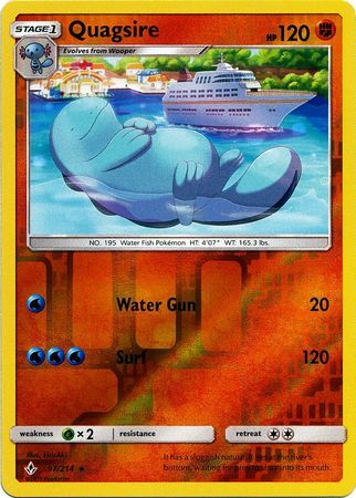 Quagsire 97/214 Reverse Holo Rare - Pokemon Card - SM - Unbroken Bonds