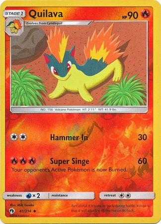 Quilava 41/214 Uncommon Reverse Holo Foil - Pokemon Card - SM - Lost Thunder