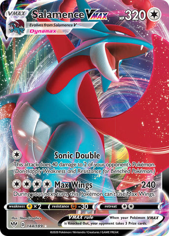Salamence VMAX 144/189 Full Art Ultra Rare - Pokemon Card - SWSH - Darkness Ablaze