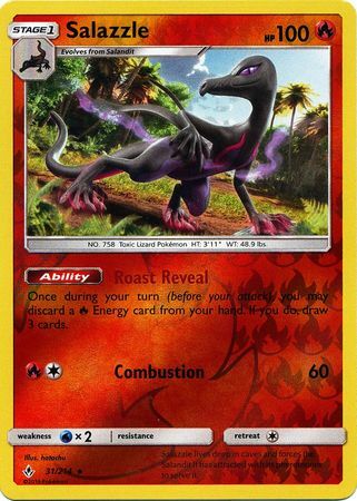 Salazzle 31/214 Reverse Holo Rare - Pokemon Card - SM - Unbroken Bonds