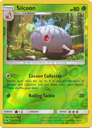 Silcoon 25/214 Uncommon Reverse Holo Foil - Pokemon Card - SM - Lost Thunder