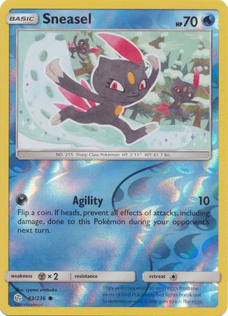 Sneasel 43/236 Common Reverse Holo Foil - Pokemon Card - SM - Cosmic Eclipse