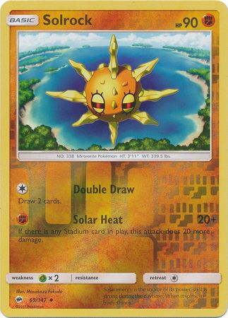 Solrock 69/147 Uncommon Reverse Holo Foil - Pokemon Card - SM - Burning Shadows