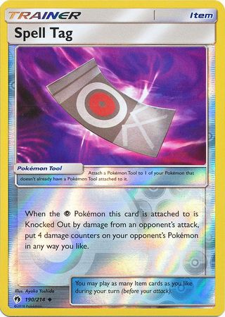 Spell Tag 190/214 Uncommon Reverse Holo Foil - Pokemon Card - SM - Lost Thunder