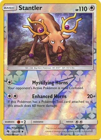 Stantler 156/214 Uncommon Reverse Holo Foil - Pokemon Card - SM - Lost Thunder