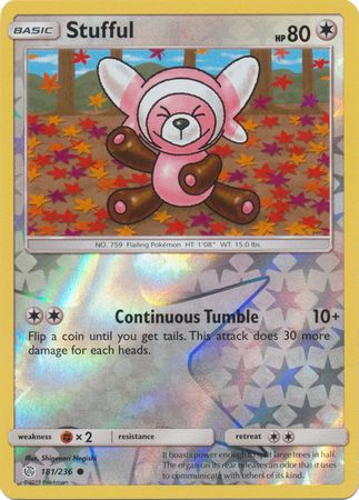 Stufful 181/236 Common Reverse Holo Foil - Pokemon Card - SM - Cosmic Eclipse