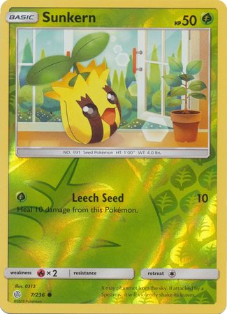 Sunkern 7/236 Common Reverse Holo Foil - Pokemon Card - SM - Cosmic Eclipse