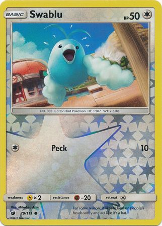shiny swablu pokemon card Swablu 79/111 Common Reverse Holo Foil - Pokemon Card - SM