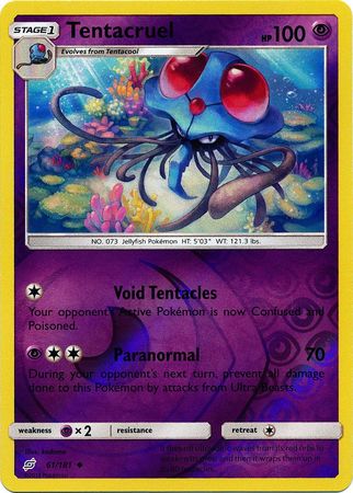 Tentacruel 61/181 Uncommon Reverse Holo Foil - Pokemon Card - SM - Team Up