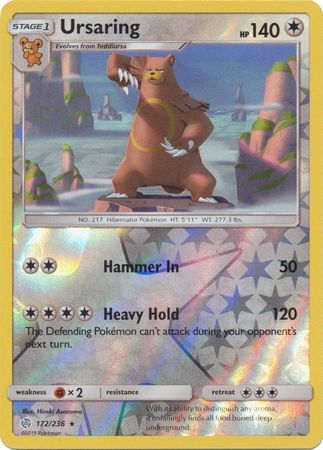 Ursaring 172/236 Rare Reverse Holo Foil - Pokemon Card - SM - Cosmic Eclipse