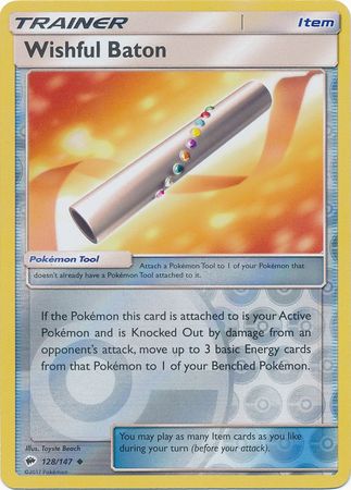 Wishful Baton 128/147 Uncommon Reverse Holo Foil - Pokemon Card - SM - Burning Shadows